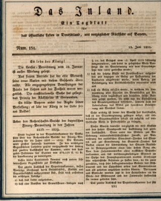 Das Inland (Deutsche Tribüne) Montag 13. Juni 1831