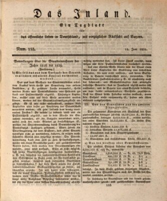 Das Inland (Deutsche Tribüne) Mittwoch 15. Juni 1831