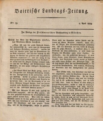 Baierische Landtags-Zeitung Donnerstag 1. April 1819