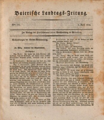 Baierische Landtags-Zeitung Freitag 2. April 1819