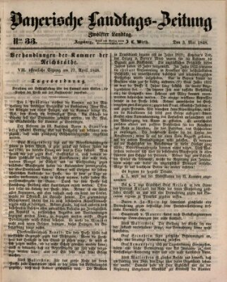 Bayerische Landtags-Zeitung Mittwoch 3. Mai 1848