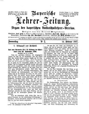 Bayerische Lehrerzeitung Donnerstag 14. Februar 1867