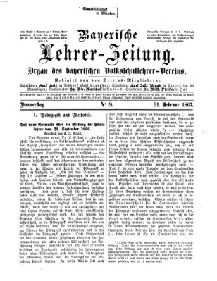 Bayerische Lehrerzeitung Donnerstag 21. Februar 1867