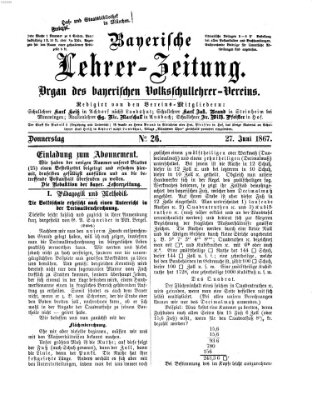 Bayerische Lehrerzeitung Donnerstag 27. Juni 1867