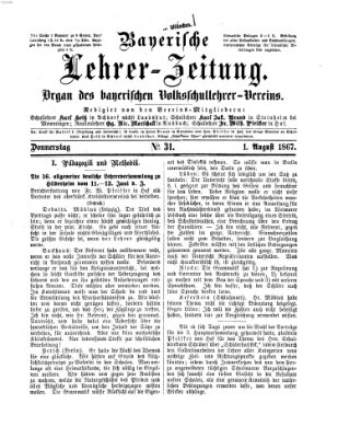 Bayerische Lehrerzeitung Donnerstag 1. August 1867