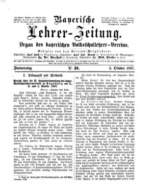 Bayerische Lehrerzeitung Donnerstag 3. Oktober 1867