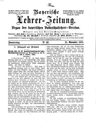 Bayerische Lehrerzeitung Donnerstag 21. November 1867