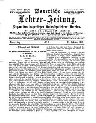 Bayerische Lehrerzeitung Donnerstag 13. Februar 1868