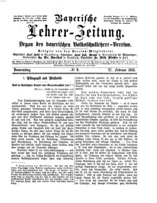 Bayerische Lehrerzeitung Donnerstag 27. Februar 1868