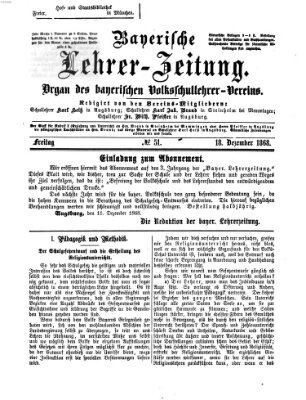 Bayerische Lehrerzeitung Freitag 18. Dezember 1868