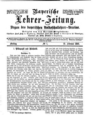 Bayerische Lehrerzeitung Freitag 12. Februar 1869