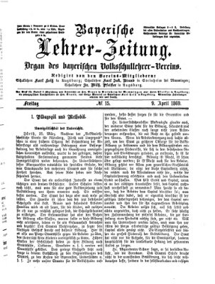 Bayerische Lehrerzeitung Freitag 9. April 1869