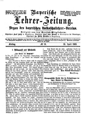 Bayerische Lehrerzeitung Freitag 16. April 1869