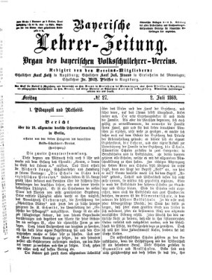 Bayerische Lehrerzeitung Freitag 2. Juli 1869