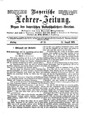 Bayerische Lehrerzeitung Freitag 13. August 1869