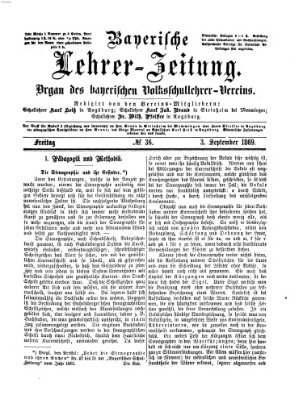 Bayerische Lehrerzeitung Freitag 3. September 1869