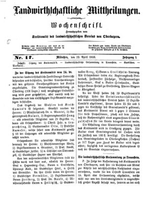 Landwirthschaftliche Mittheilungen Sonntag 29. April 1866