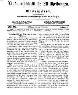 Landwirthschaftliche Mittheilungen Sonntag 24. Juni 1866