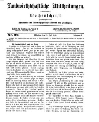 Landwirthschaftliche Mittheilungen Sonntag 22. Juli 1866