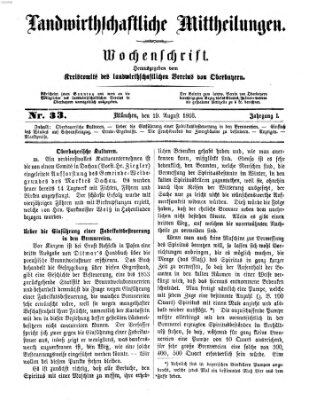 Landwirthschaftliche Mittheilungen Sonntag 19. August 1866