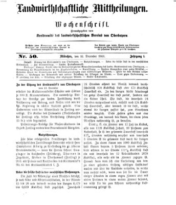 Landwirthschaftliche Mittheilungen Sonntag 16. Dezember 1866