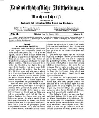 Landwirthschaftliche Mittheilungen Sonntag 20. Januar 1867