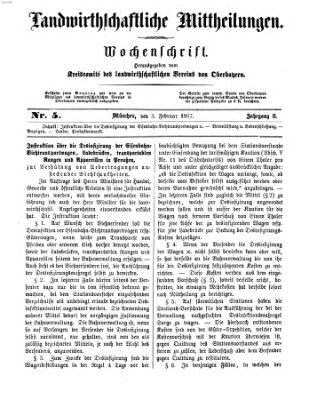 Landwirthschaftliche Mittheilungen Sonntag 3. Februar 1867