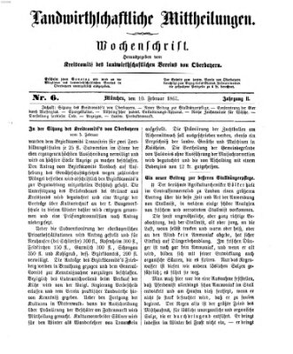 Landwirthschaftliche Mittheilungen Sonntag 10. Februar 1867