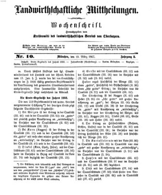 Landwirthschaftliche Mittheilungen Sonntag 10. März 1867