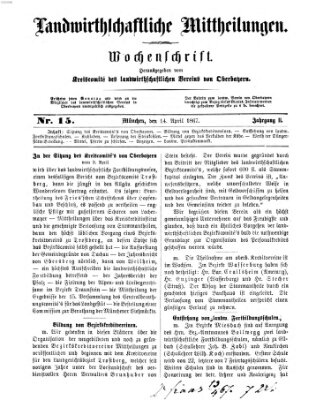 Landwirthschaftliche Mittheilungen Sonntag 14. April 1867