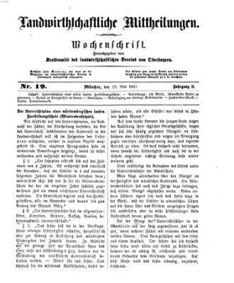 Landwirthschaftliche Mittheilungen Sonntag 12. Mai 1867