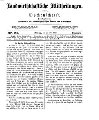 Landwirthschaftliche Mittheilungen Sonntag 26. Mai 1867