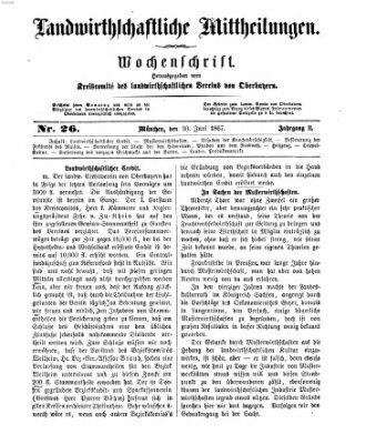 Landwirthschaftliche Mittheilungen Sonntag 30. Juni 1867