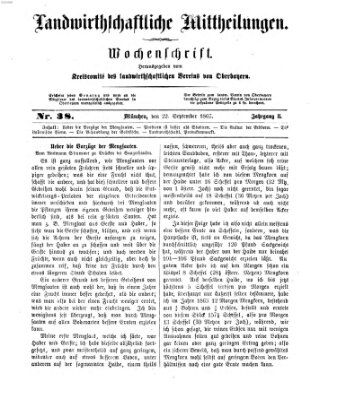 Landwirthschaftliche Mittheilungen Sonntag 22. September 1867