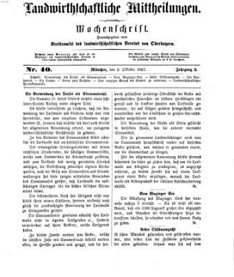 Landwirthschaftliche Mittheilungen Sonntag 6. Oktober 1867