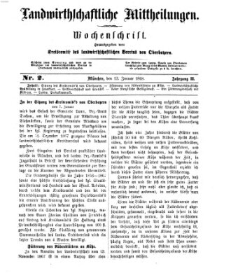 Landwirthschaftliche Mittheilungen Sonntag 12. Januar 1868