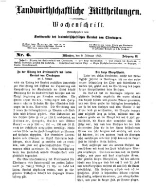 Landwirthschaftliche Mittheilungen Sonntag 9. Februar 1868