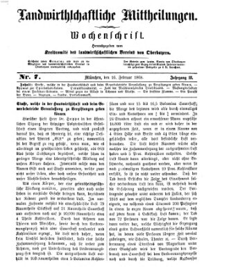 Landwirthschaftliche Mittheilungen Sonntag 16. Februar 1868