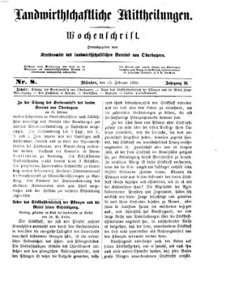 Landwirthschaftliche Mittheilungen Sonntag 23. Februar 1868