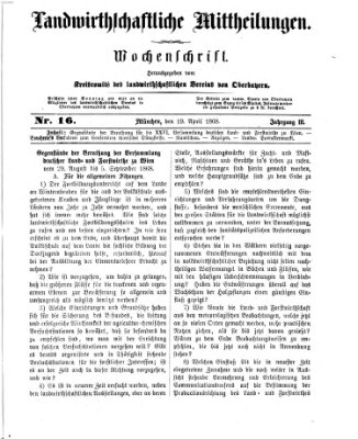 Landwirthschaftliche Mittheilungen Sonntag 19. April 1868