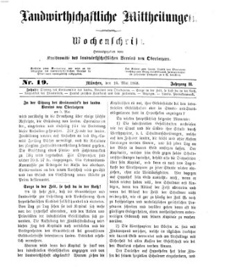 Landwirthschaftliche Mittheilungen Sonntag 10. Mai 1868