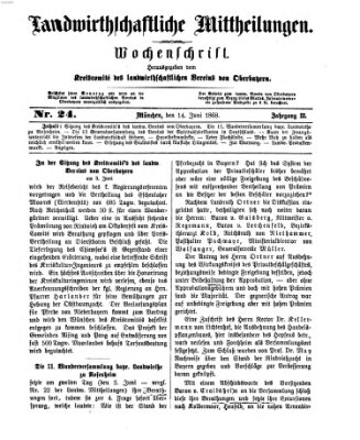 Landwirthschaftliche Mittheilungen Sonntag 14. Juni 1868