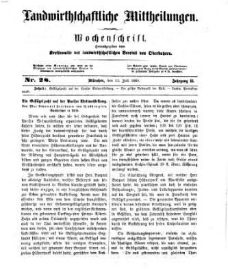 Landwirthschaftliche Mittheilungen Sonntag 12. Juli 1868