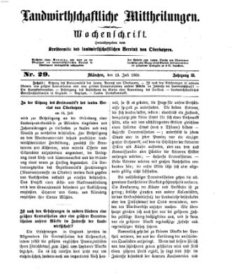 Landwirthschaftliche Mittheilungen Sonntag 19. Juli 1868