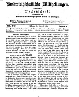 Landwirthschaftliche Mittheilungen Sonntag 26. Juli 1868