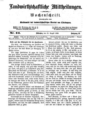 Landwirthschaftliche Mittheilungen Sonntag 23. August 1868