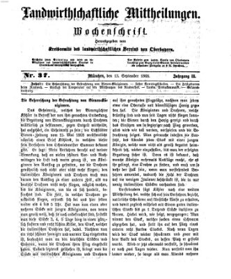 Landwirthschaftliche Mittheilungen Sonntag 13. September 1868