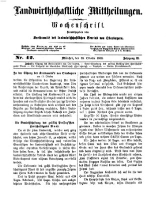 Landwirthschaftliche Mittheilungen Sonntag 18. Oktober 1868