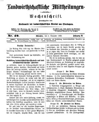 Landwirthschaftliche Mittheilungen Sonntag 6. Dezember 1868