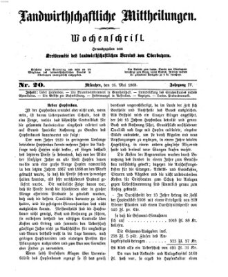 Landwirthschaftliche Mittheilungen Sonntag 16. Mai 1869